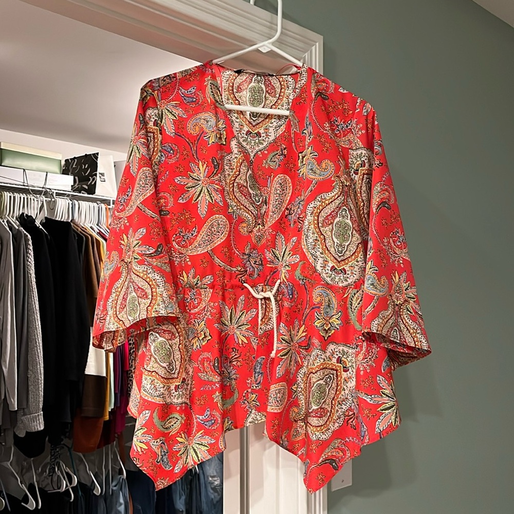 Zara summer shirt. Rope drawstring waist size large